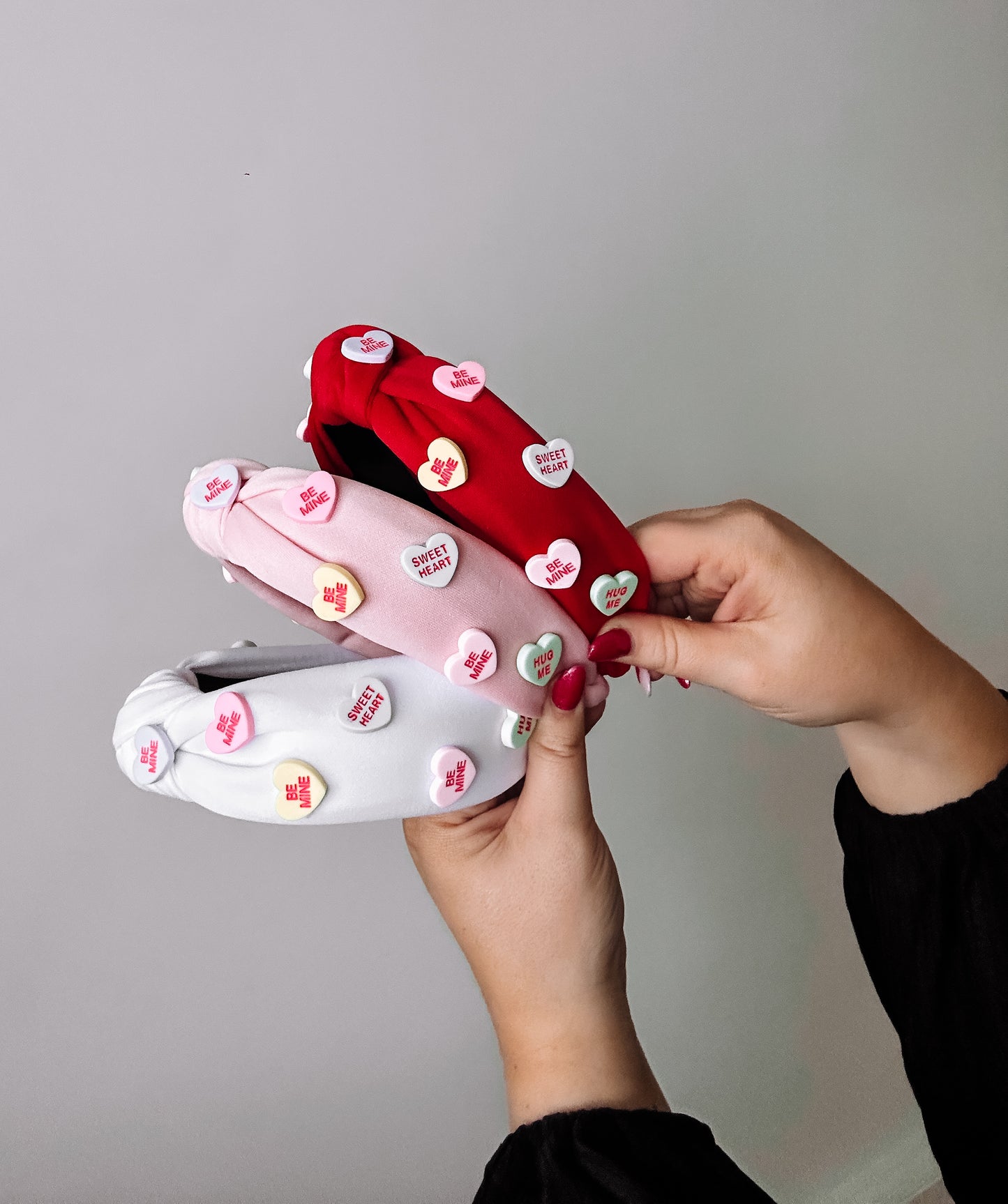 Conversation Hearts Headband - Light Pink