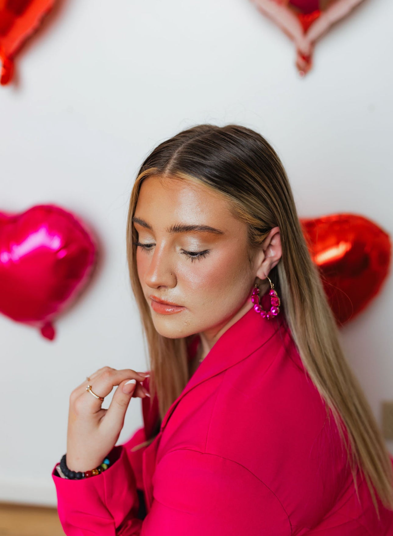 Pink Rhinestone Hoops
