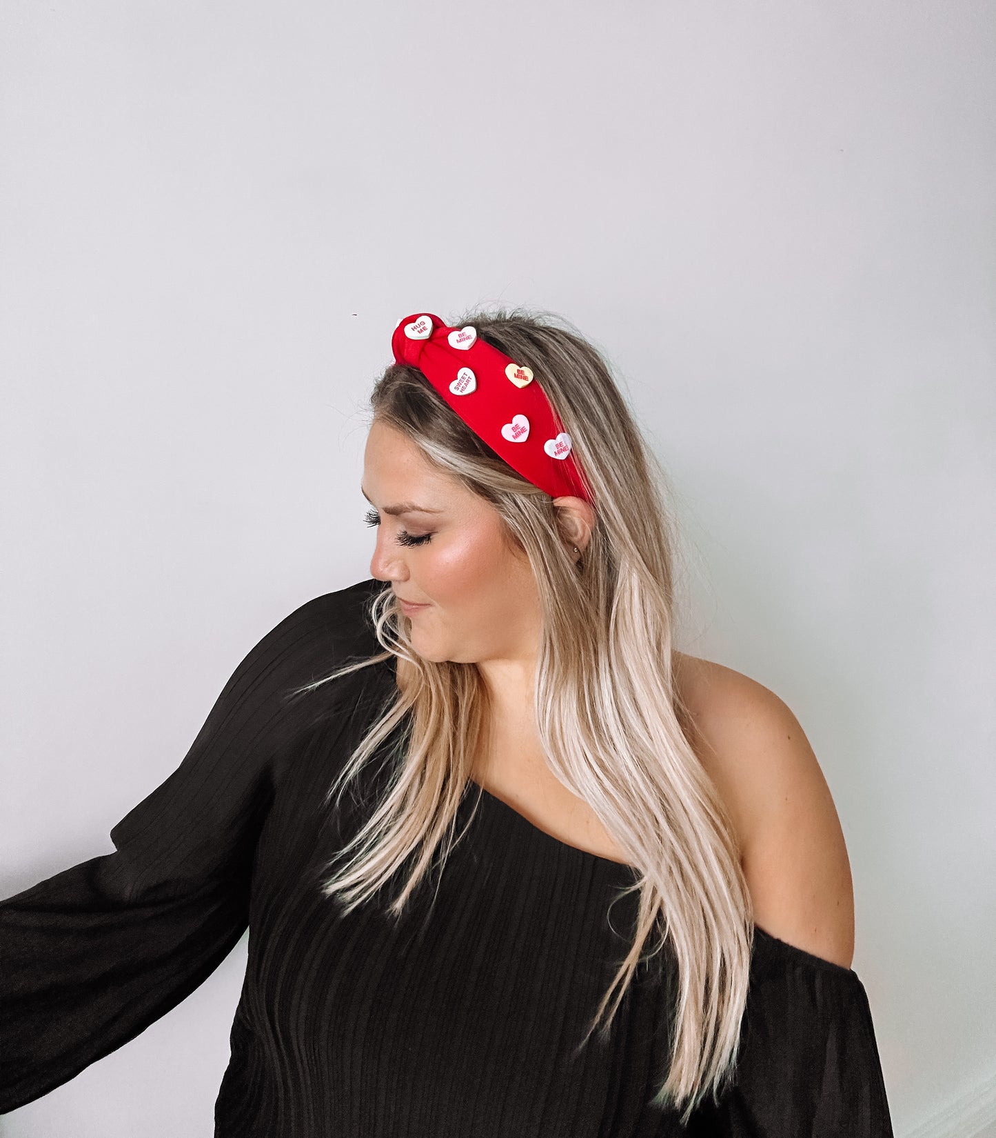 Conversation Hearts Headband - Red