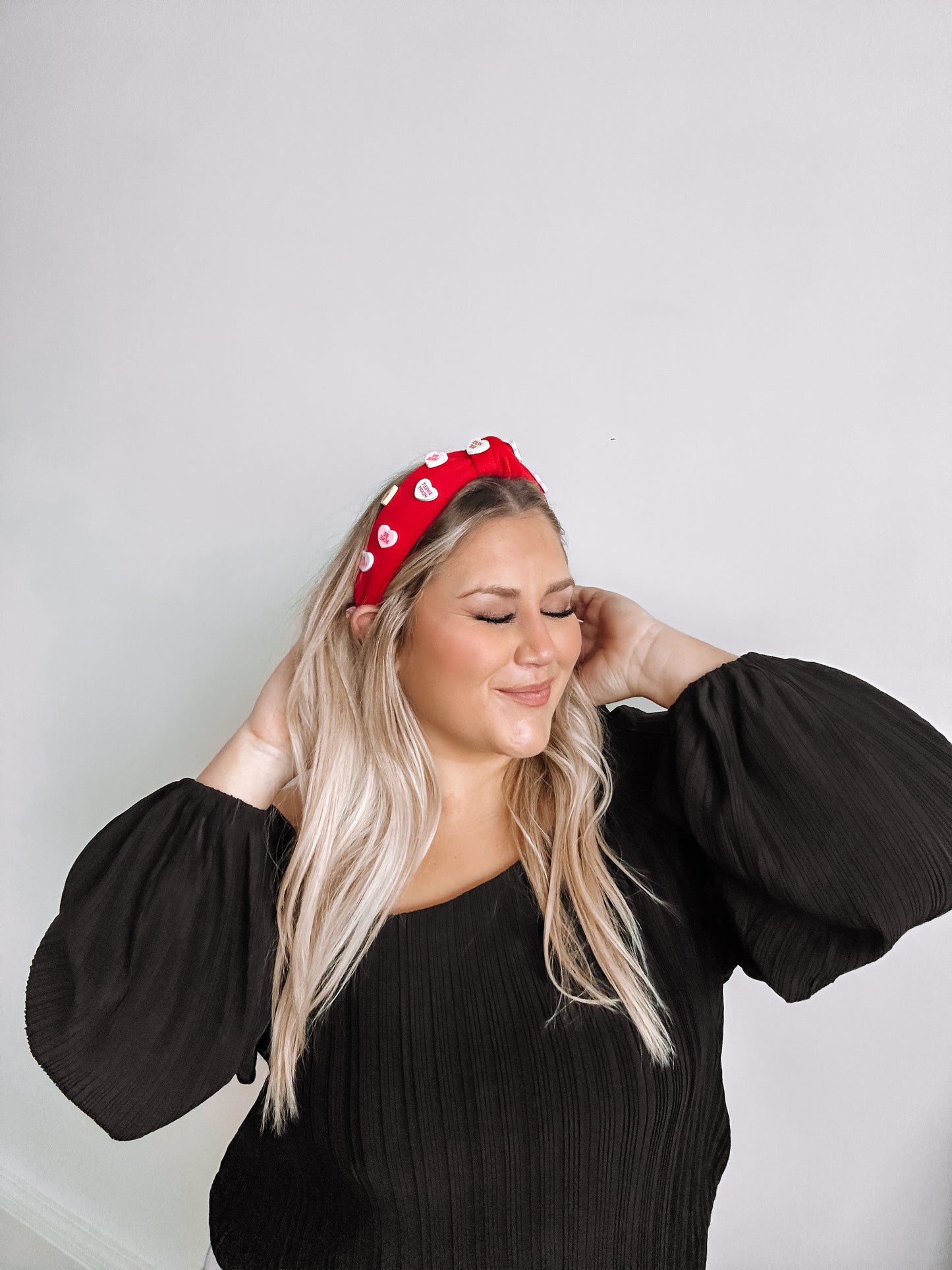 Conversation Hearts Headband - Red