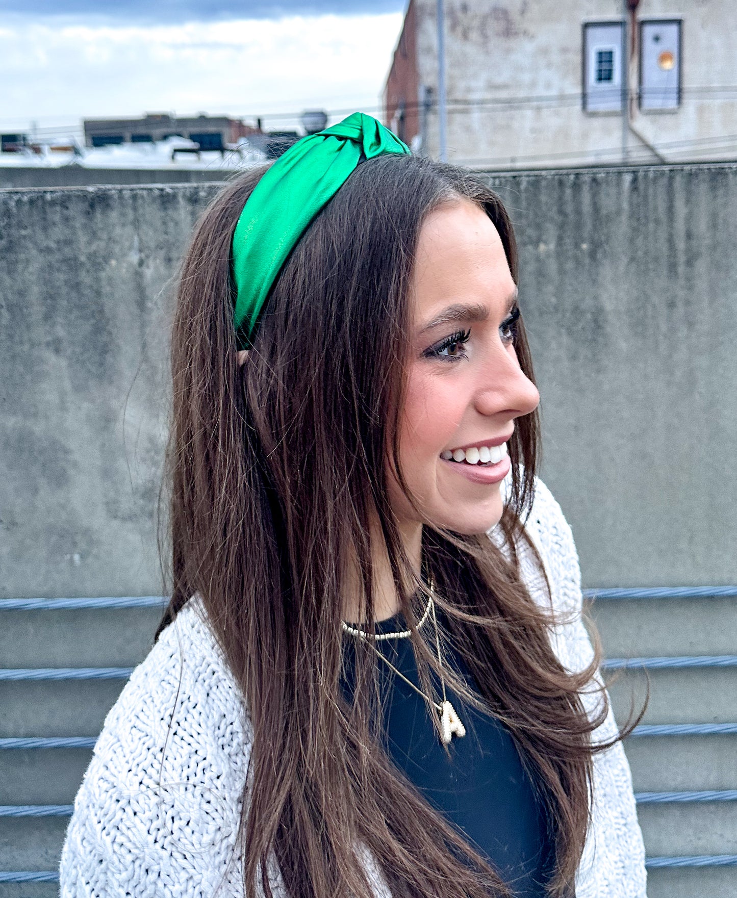 Green Metallic Knotted Headband